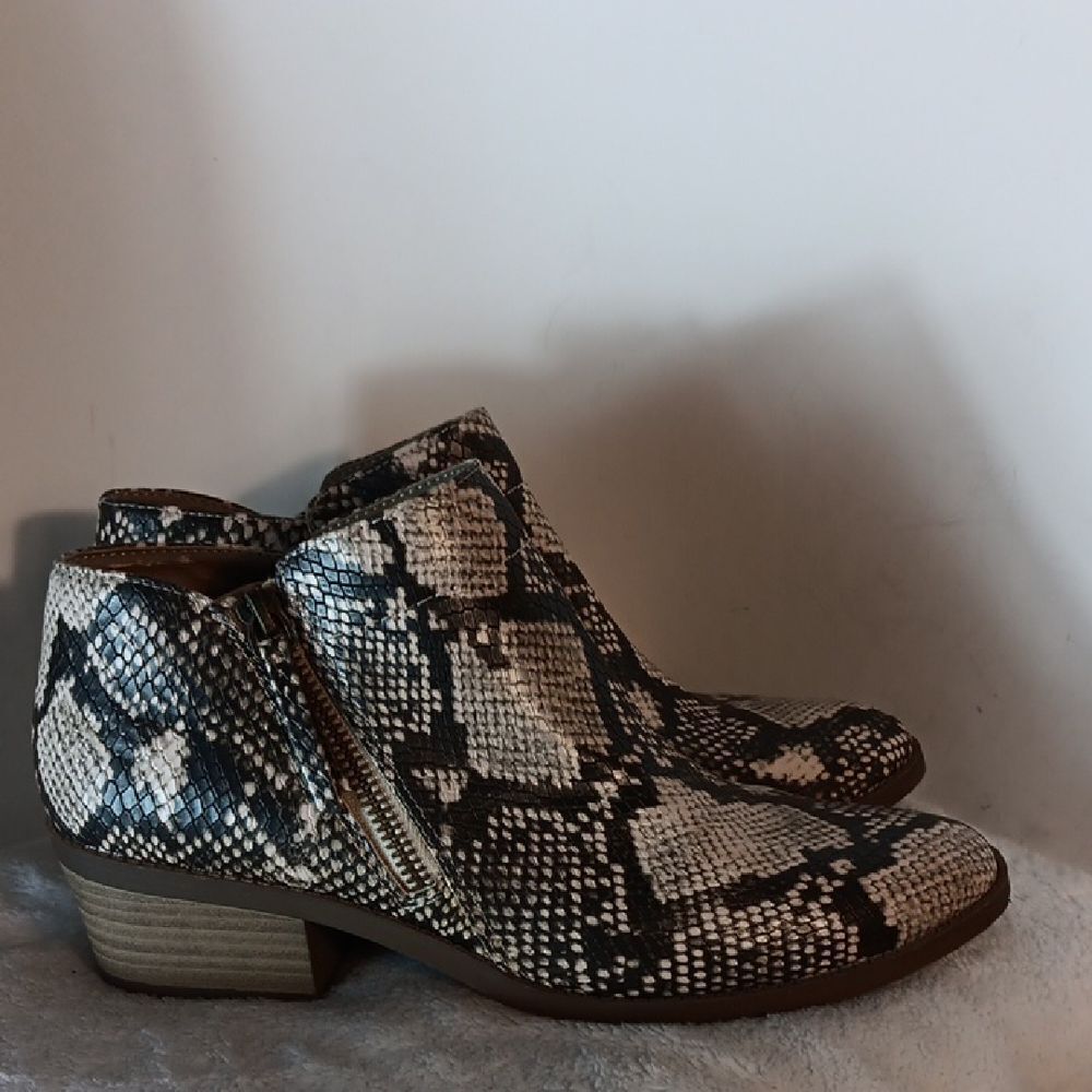 Time and Tru Snakeskin Patterned Ankle Boots